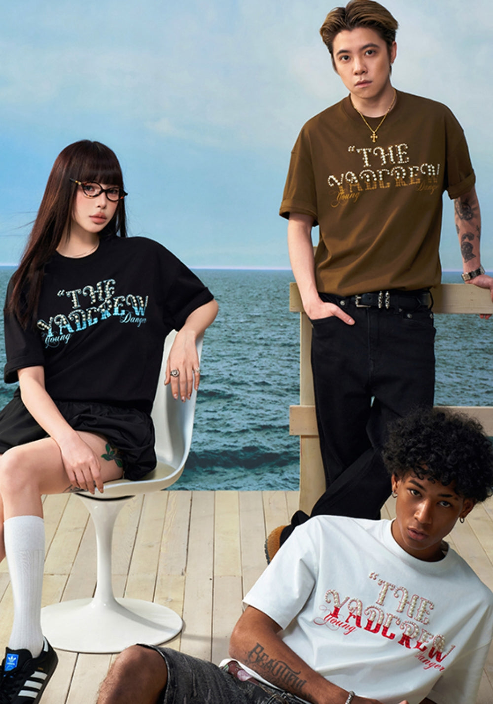 YADcrew丨YADcrew Checkerboard Pearl Tee-White - PSYLOS 1, YADcrew丨YADcrew Checkerboard Pearl Tee-White, T-Shirt, YADcrew•JAPAN, PSYLOS 1